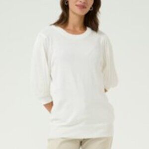 NWT KAFFE Elegant Cream  Puff  short Sleeve Sweater size small